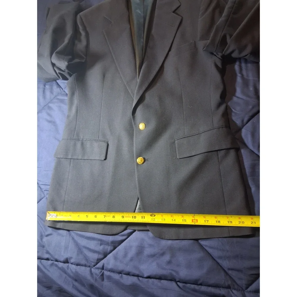 Jos. A. Bank Mens Navy Blue Wool Blazer Gold Crest Buttons Sport Coat